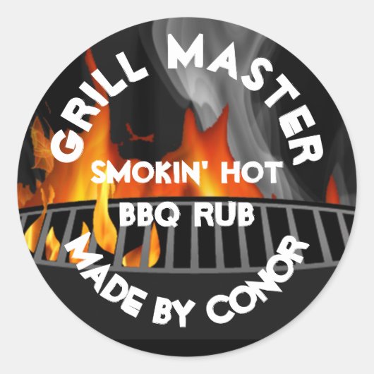 BBQ Grill Rub Smokin Hot 3" Classic Round Sticker (Devant)
