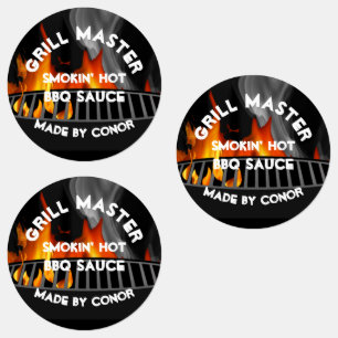 BBQ Grill Sauce Smoke Hot Circle Étiquettes