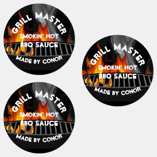 BBQ Grill Sauce Smoke Hot Circle Étiquettes (Groupe)