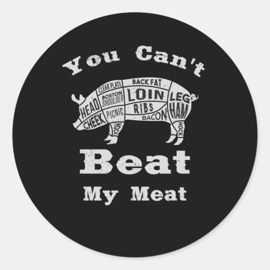 BBQ Grilling Meat Grill Pig Suckling Pig Sow Ronde Sticker (Voorkant)