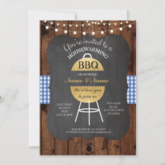 BBQ HouseWarming Chalk Board New Sweet Home Invite Kaart (Voorkant)