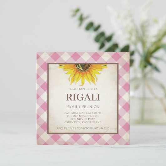 BBQ Invitation Gingham Print Kaart (Staand voorkant)