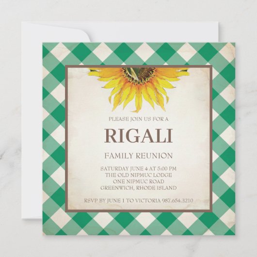 BBQ Invitation Gingham Print Kaart (Voorkant)