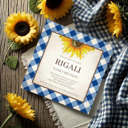 BBQ Invitation Gingham Print Kaart