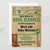 BBQ & Jeux Dads Baby shower Invitation (Devant / Derrière)