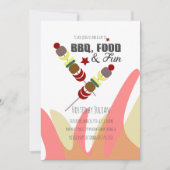 BBQ-kabobs Vlammen Feest Uitnodiging (Voorkant)