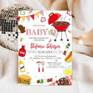 BBQ Kinderen BABY-Q Baby Shower Uitnodiging