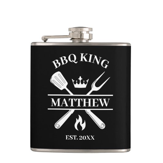 BBQ King Barbecue gepersonaliseerd Heupfles (Voorkant)