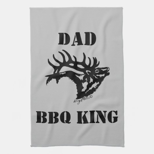 BBQ KING - Bull Elk Serviette de cuisine (Vertical)