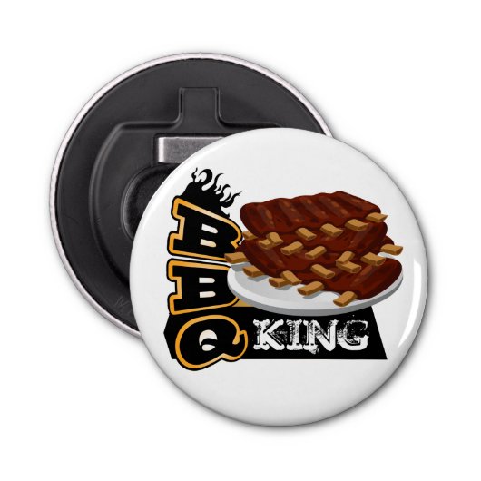 BBQ KING! Pictogram Button Flesopener (Voorkant)