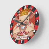 BBQ King Pig Clock Ronde Klok (Hoek)
