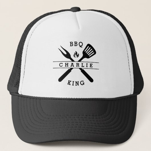 BBQ King | Vaderdag Mannen Cadeau Gepersonaliseerd Trucker Pet (Voorkant)