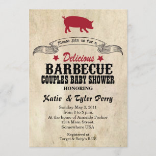 BBQ koppels BABY Shower Uitnodiging