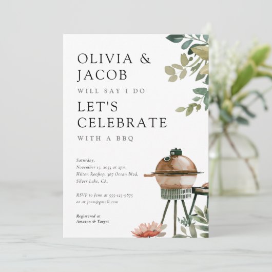 BBQ Koppels Douche Laten we de uitnodiging vieren (Staand voorkant)