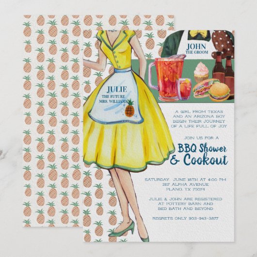 BBQ Koppels Trouwdouche |  paar Kaart (Voorkant / Achterkant)