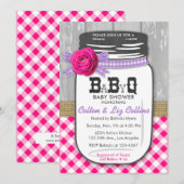 BBQ Mason Jar Baby shower Invitation rose et viole (Devant / Derrière)