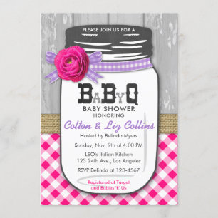 BBQ Mason Jar Invitation Baby shower rose et viole