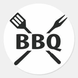 BBQ met bestekpictogram Ronde Sticker
