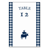 BBQ Navy Blue Gingham bruiloft Kaart (Voorkant)