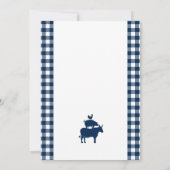  BBQ Navy Blue Gingham Wedding Zitplaatsen Kaart (Achterkant)