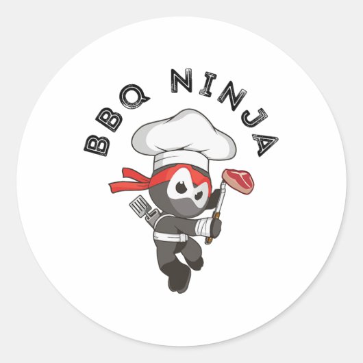 Bbq Ninja Ronde Sticker (Voorkant)