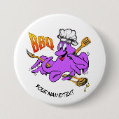 BBQ Octopus Round Button (Voorkant)