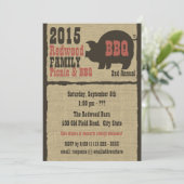 BBQ of Varkensgebraden rustieke Burlap Kaart (Staand voorkant)