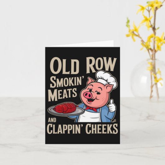 Bbq Old Row Smoking Meats And Clappin Cheeks  Kaart (Gele Bloem)