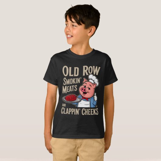 Bbq Old Row Smoking Meats And Clappin Cheeks T-shirt (Voorkant volledig)