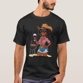 BBQ Ontvoerde Koningin Zwarte Vrouw Cowgirl T-shirt