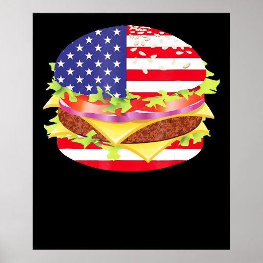 BBQ-overs | Hamburger USA Vlag 4 juli BBQ Poster (Voorkant)
