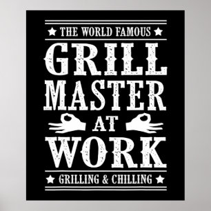 BBQ-overs Wereldberoemde grilmeester op het werk Poster