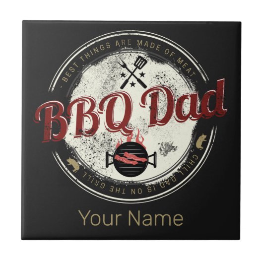 BBQ Pap  Grill of Barbecue voor Vaderdag Tegeltje (Voorkant)