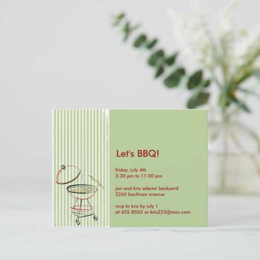 BBQ Party-Briefkaart Uitnodiging Briefkaart (Staand voorkant)