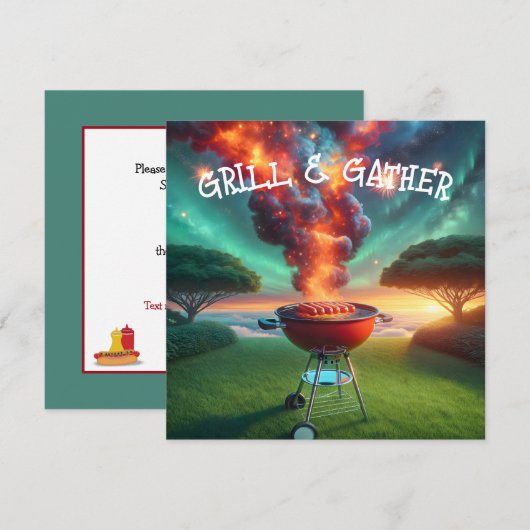 BBQ Party Met Roken Grill Kaart (Voorkant / Achterkant)