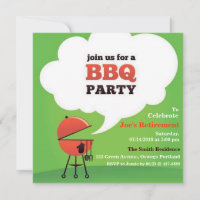 BBQ Party on Lawn of Backyard Custom Invitation