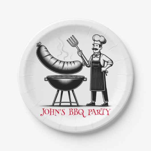 BBQ Party  Personalized Chef  Papieren Bordje (Voorkant)