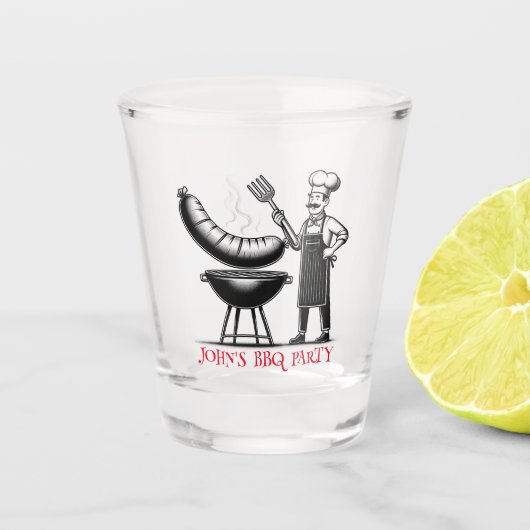 BBQ Party Personalized Chef Shot Glas (Voorkant)