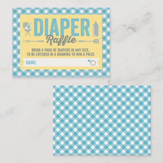 BBQ Pictogrammen Blauw Controleert Luier Raffle Ti Informatiekaartje (Voorkant / Achterkant)