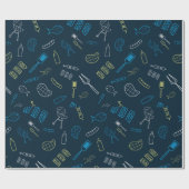 BBQ Pictogrammen Patroon Grillen Gereedschap Vlees Cadeaupapier (Vlak)