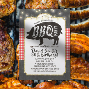 BBQ Pig Roast Birthday Party Chalkboard Kaart