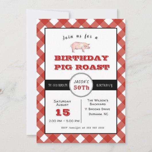 BBQ Pig Roast fête d'anniversaire Invitation (Devant)