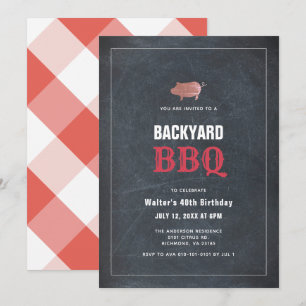 BBQ Pig Roast Krijtbord Rode Volwassen Verjaardag Kaart