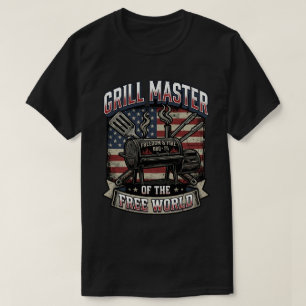 BBQ Pit Master Freedom USA Barbecue Vlag T-shirt