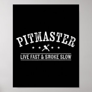 BBQ Pitmaster met vleesvork en clever grillen Poster