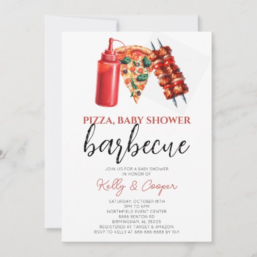 BBQ Pizza geslacht natuurlijk baby shower Kaart (Voorkant)