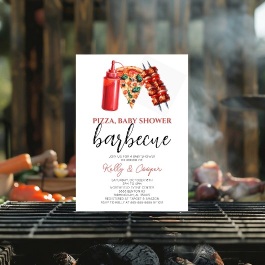 BBQ Pizza geslacht natuurlijk baby shower Kaart