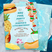 BBQ Pool Party Anniversaire Invitation