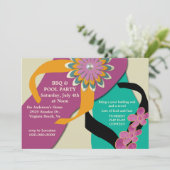 BBQ & Pool Party Flip Flop Invitation wine Kaart (Staand voorkant)