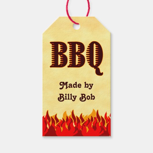 BBQ Red Flames Custom Canning of Gift Label Cadeaulabel (Voorkant)